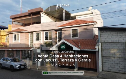 Casa en Venta en Machala – Urbanización La Carolina | 4 Habitaciones con Jacuzzi, Terraza y Garaje