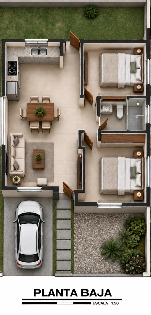 Plano de la planta baja — villa de una planta